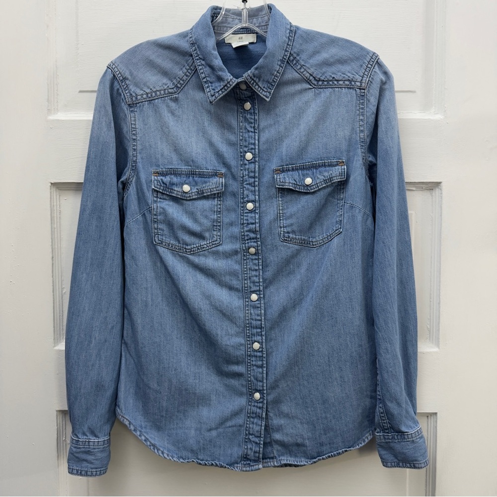 H&M L.O.G.G. Western Denim Shirt Womens XS - Picture 1 of 8